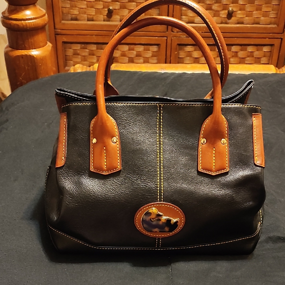 Dooney & Bourke Authentic Elegant Black and Brown Leather Handbag
